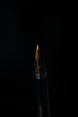 Naklejka premium Blue plastic ballpoint pen . High quality photo