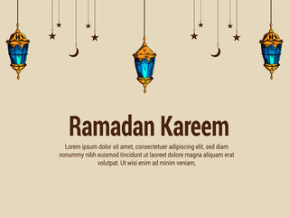 Flat design of ramadan kareem vector illustration background