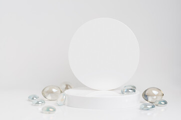 white round geometric platform podium for cosmetics or products