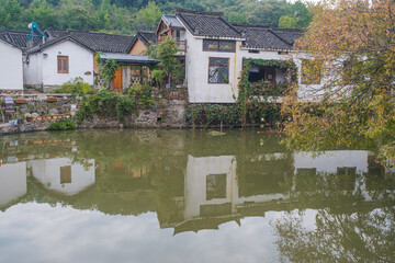 Naklejka premium Scenery of Tianpu Dawan Ancient Town, Xinyang, Henan