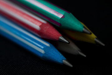 Colorful plastic ballpoint pens . High quality photo