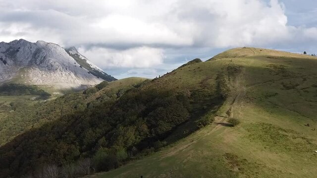 aerial video of the mountains in the basque country in spain