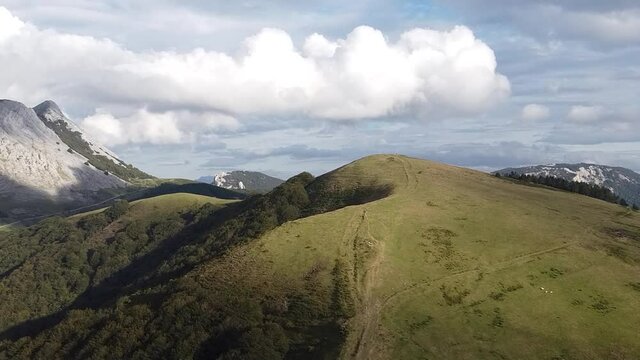 aerial video of the mountains in the basque country in spain
