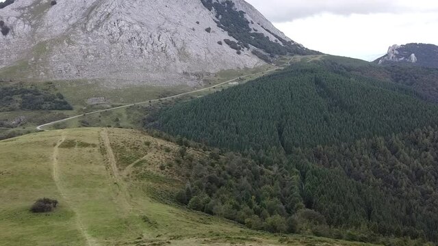 aerial video of the mountains in the basque country in spain