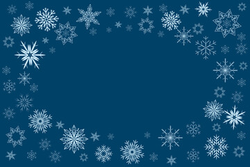 Snowflakes frame vector background, Christmas design template with place for text
