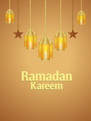 Naklejka premium Ramadan kareem invitation greeting card with vector illustration with arabic lantern