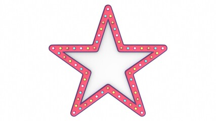 Star pastel light board sign retro on white background. 3d rendering