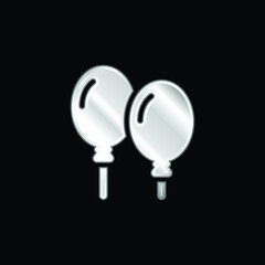 Balloons silver plated metallic icon