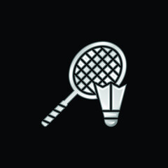 Badminton silver plated metallic icon
