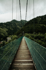 壮大な自然と吊橋の風景