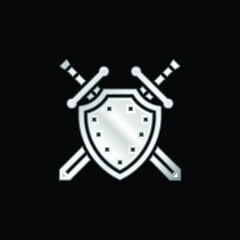 Antivirus silver plated metallic icon