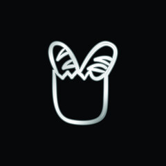 Baguettes In Shopping Bag Outline silver plated metallic icon