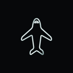 Airplane Ultrathin Outline silver plated metallic icon