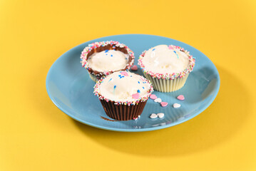 Ice cream in chocolate muffins.