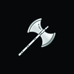 Axe silver plated metallic icon