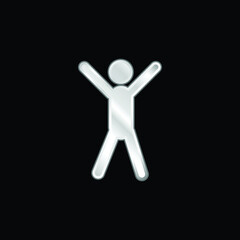 Arms Up silver plated metallic icon