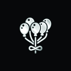 Balloon silver plated metallic icon