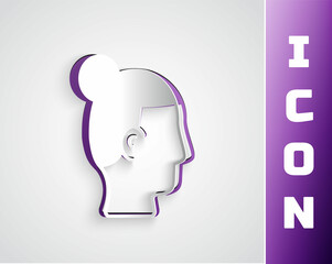 Paper cut Hairstyle for men icon isolated on grey background. Paper art style. Vector