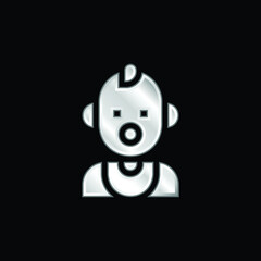 Baby silver plated metallic icon