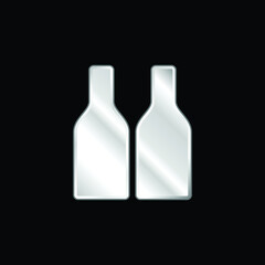 Bottle silver plated metallic icon