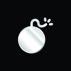 Bomb silver plated metallic icon