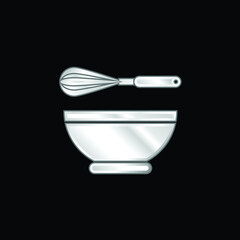 Bowl silver plated metallic icon