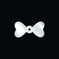 Bow Tie With Hearts silver plated metallic icon