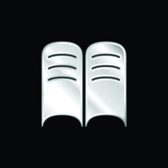 Book Opened Pages silver plated metallic icon