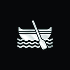 Boat silver plated metallic icon
