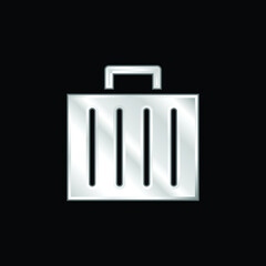 Briefcase silver plated metallic icon