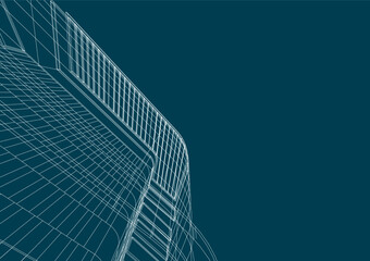 abstract modern architecture digital drawing