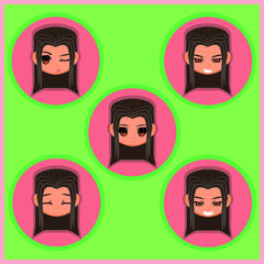 GIRL WITH LONG BROWN HAIR POSITIVE FACIAL EXPRESSIONS 