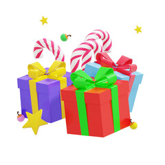 Christmas day theme 3d illustration with gift box