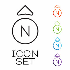 Black line Compass icon isolated on white background. Windrose navigation symbol. Wind rose sign. Set icons colorful. Vector