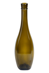 Green empty wine bottle clear isolated on the white background