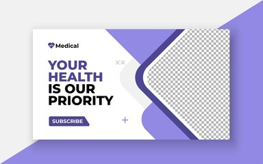 Medical healthcare youtube thumbnail and web banner template.Editable video thumbnail template