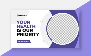 Medical healthcare youtube thumbnail and web banner template.Editable video thumbnail template