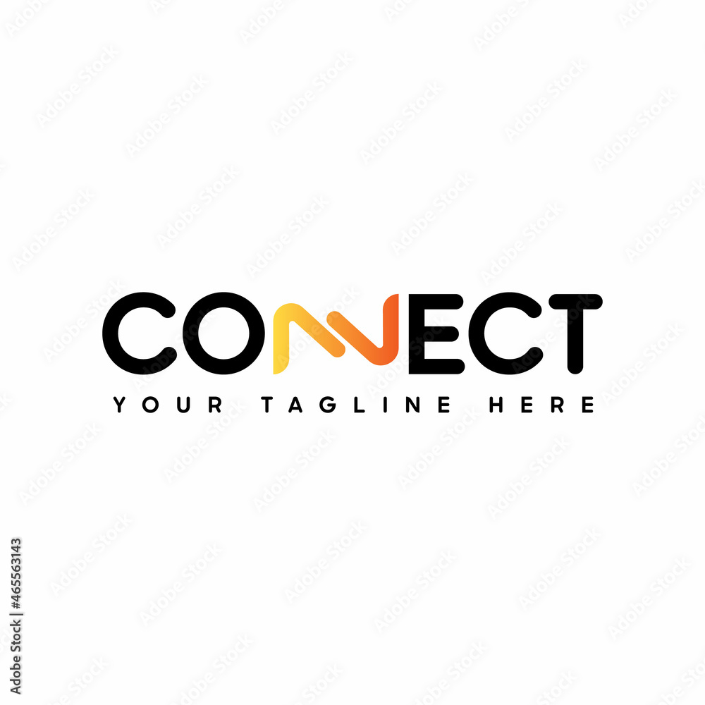 Poster Connect Black and Yellow Orange Uppercase Logo Design Template Elements. Connected linked NN letters as a connection. Modern Networking Logo Design Vector.