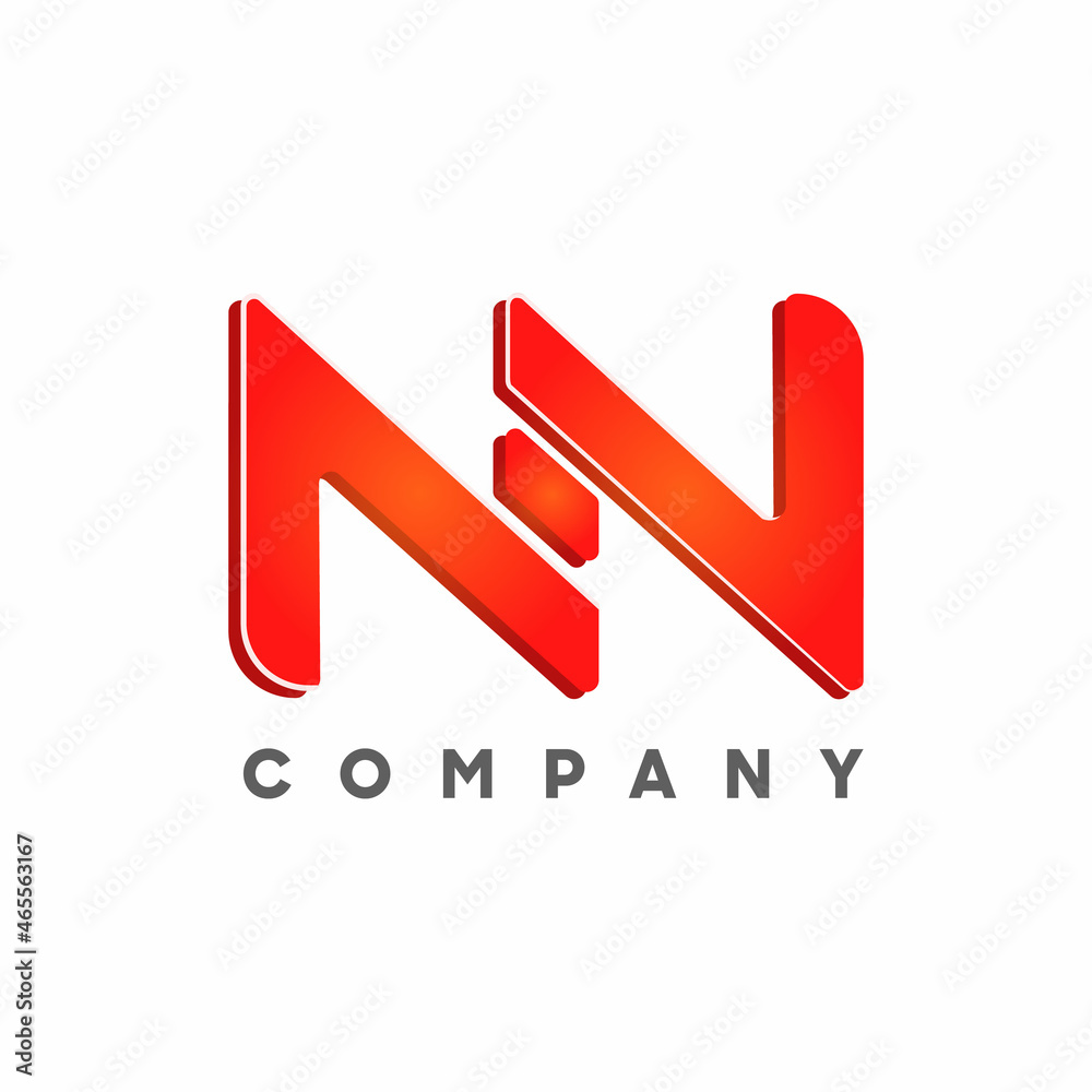 Poster Initial Red Letter NN Logo Design Vector Template. Connected linked NN letters as a connection. Creative Abstract NN Letter Logo Design.