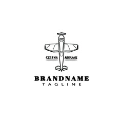 cessna plane logo cartoon icon cute template black isolated vector illustration