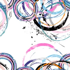 Rolgordijnen seamless abstract background pattern, with circles, paint strokes and splashes © Kirsten Hinte