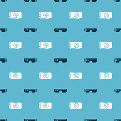 Set Smart glasses and Video graphic card on seamless pattern. Vector