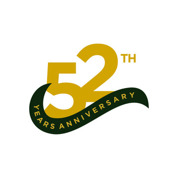 52 years anniversary. Anniversary template design concept with golden number , design for event, invitation card, greeting card, banner, poster, flyer, book cover and print. Vector Eps10
