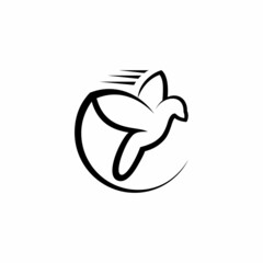 Pigeon silhouette logo design. post pigeon. fast delivery