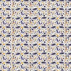 Watercolor PATTERN with GREY and YELLOW ELEMENTS isolated on white background