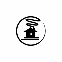 Polluting house logo design. house that emits air pollution