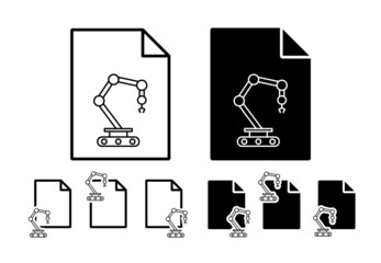 Robot in production vector icon in file set illustration for ui and ux, website or mobile application