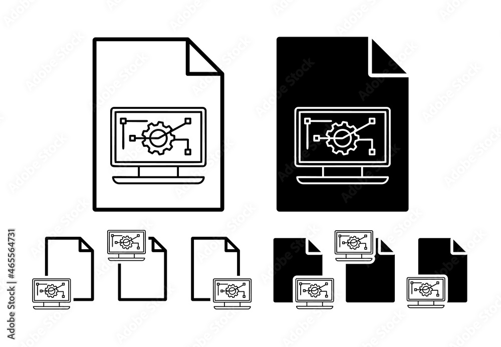 Aufkleber computer automation vector icon in file set illustration for ui and ux, website or mobile applicatio