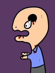 cute zombie cartoon on purple background
