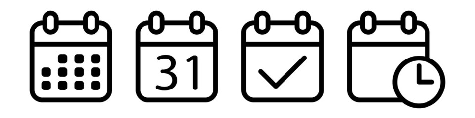 Calendar icon set simple design